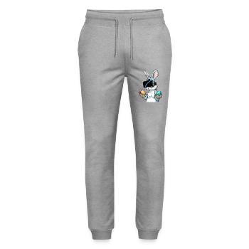 Osterhase _ 01 - Stanley/Stella Unisex Bio Jogginghose Mover  - Grau meliert - Vorne - Marisol (170cm) & Nik (191cm)