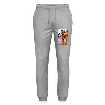 Kampfbot Robot Super Soldat Machine Guerrier - Pantalon de jogging bio MOVER Stanley/Stella unisexe - gris chiné - Devant - Marisol (170cm) & Nik (191cm)