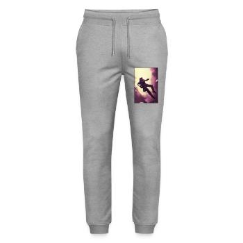 Astronaut Future Sci-Fi Technology - Stanley/Stella Mover Unisex Organic Jogging Trousers - heather grey - Front - Marisol (170cm) & Nik (191cm)