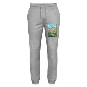 Schloss Burg Festung Architektur Landschaft - Stanley/Stella Unisex Bio Jogginghose Mover  - Grau meliert - Vorne - Marisol (170cm) & Nik (191cm)