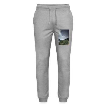 Orion constellation rising above the mountains - Stanley/Stella Mover Unisex Organic Jogging Trousers - heather grey - Front - Marisol (170cm) & Nik (191cm)