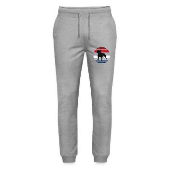 Staffy Breed Dog Retro Animal Staffordshire Bull - Stanley/Stella Mover Unisex Organic Jogging Trousers - heather grey - Front - Marisol (170cm) & Nik (191cm)