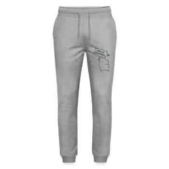 Frösche gegen Nazis - Stanley/Stella Unisex Bio Jogginghose Mover  - Grau meliert - Vorne - Marisol (170cm) & Nik (191cm)
