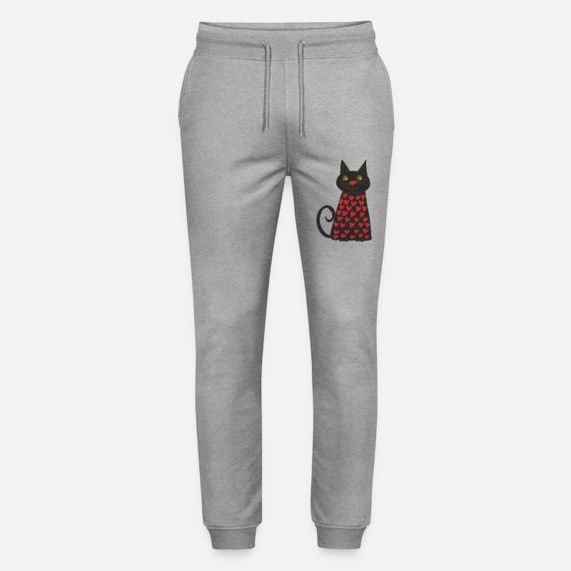 Chat Noir avec Cœurs - Pantalon de jogging bio MOVER Stanley/Stella unisexe - gris chiné