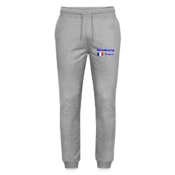Strasbourg France- Stylish prints - Stanley/Stella Mover Unisex Organic Jogging Trousers - heather grey - Front - Marisol (170cm) & Nik (191cm)