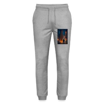 Nur in der Stadt - Stanley/Stella Unisex Bio Jogginghose Mover  - Grau meliert - Vorne - Marisol (170cm) & Nik (191cm)