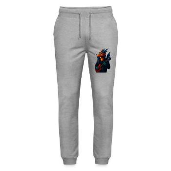 WPAP Style Animals - Dragon Guitarist - Stanley/Stella Mover Unisex Organic Jogging Trousers - heather grey - Front - Marisol (170cm) & Nik (191cm)