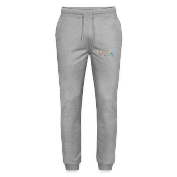 Bunte Pension 2026 - Retirement - Pension EKG Puls - Stanley/Stella Mover Unisex Organic Jogging Trousers - heather grey - Front - Marisol (170cm) & Nik (191cm)