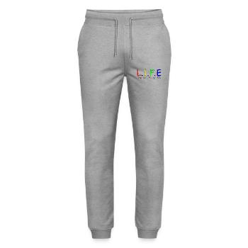 Life - Stanley/Stella Mover Unisex Organic Jogging Trousers - heather grey - Front - Marisol (170cm) & Nik (191cm)