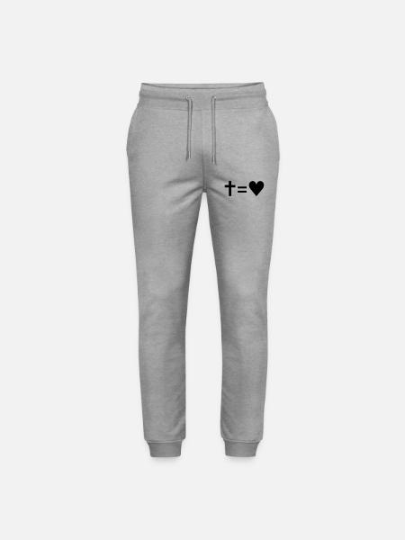 Cross = heart - Stanley/Stella Mover Unisex Organic Jogging Trousers - heather grey