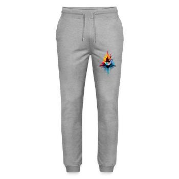 Kajak Kunst Kajaksport für Kayaker - Stanley/Stella Unisex Bio Jogginghose Mover  - Grau meliert - Vorne - Marisol (170cm) & Nik (191cm)