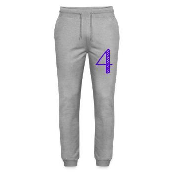 4 YEARS. 4th ANNIVERSARY. BIRTHDAY 4 YEARS. FOUR - Stanley/Stella Mover Unisex Organic Jogging Trousers - heather grey - Front - Marisol (170cm) & Nik (191cm)