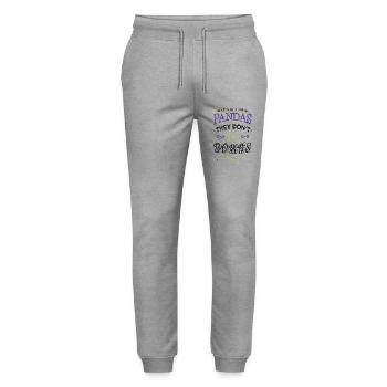 funny sayings statement humor flower power child - Stanley/Stella Mover Unisex Organic Jogging Trousers - heather grey - Front - Marisol (170cm) & Nik (191cm)