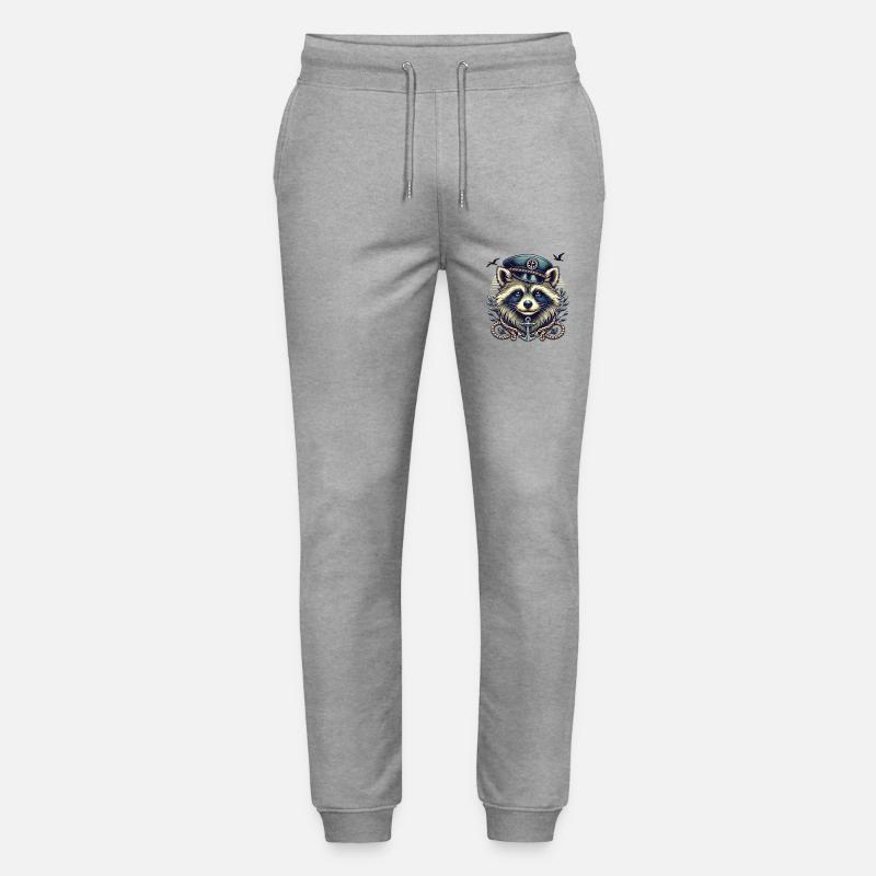 Maritimer Waschbär im SeemannslooK - Stanley/Stella Unisex Bio Jogginghose Mover  - Grau meliert
