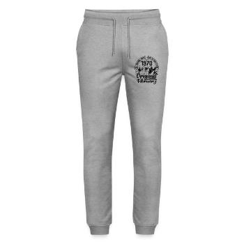 1970 février Original : 54 Ans cadeau Anniversaire - Pantalon de jogging bio MOVER Stanley/Stella unisexe - gris chiné - Devant - Marisol (170cm) & Nik (191cm)
