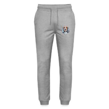 Setters anglais chien race aquarelle dessin animé Kawai - Pantalon de jogging bio MOVER Stanley/Stella unisexe - gris chiné - Devant - Marisol (170cm) & Nik (191cm)