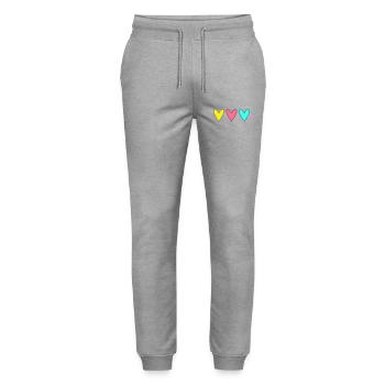HEART. HEARTS. SAINT VALENTINE. LOVE. LOVE. CHRISTMAS - Stanley/Stella Mover Unisex Organic Jogging Trousers - heather grey - Front - Marisol (170cm) & Nik (191cm)
