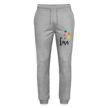 ICH HABE GERADE GEHEIRATET. Junggesellinnenabschied. HEILIGER VALENTINSTAG. PAAR. HERZ - Stanley/Stella Unisex Bio Jogginghose Mover  - Grau meliert - Vorne - Marisol (170cm) & Nik (191cm)