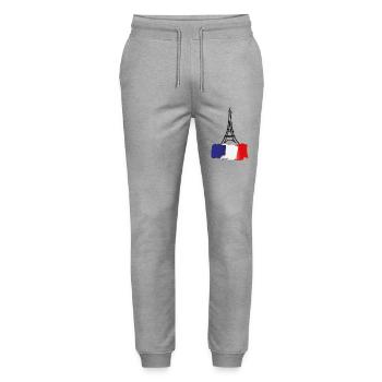 paris eiffelturm - Stanley/Stella Unisex Bio Jogginghose Mover  - Grau meliert - Vorne - Marisol (170cm) & Nik (191cm)