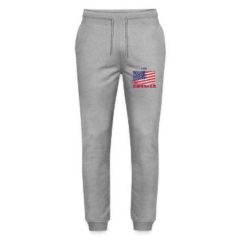 USA America. - Stanley/Stella Mover Unisex Organic Jogging Trousers - heather grey - Front - Marisol (170cm) & Nik (191cm)