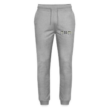 55.Geburtstag 55 Jahre Jubiläum 55 Zahl 55 schwarz - Stanley/Stella Unisex Bio Jogginghose Mover  - Grau meliert - Vorne - Marisol (170cm) & Nik (191cm)
