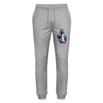 Hip-Hop-Tiger - Stanley/Stella Unisex Bio Jogginghose Mover  - Grau meliert - Vorne - Marisol (170cm) & Nik (191cm)
