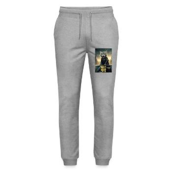 Affiche de film drôle - Mad Meow : Furry Road - Pantalon de jogging bio MOVER Stanley/Stella unisexe - gris chiné - Devant - Marisol (170cm) & Nik (191cm)