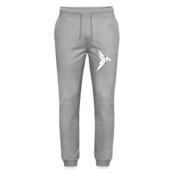Colibri Origami Oiseau - Pantalon de jogging bio MOVER Stanley/Stella unisexe - gris chiné - Devant - Marisol (170cm) & Nik (191cm)