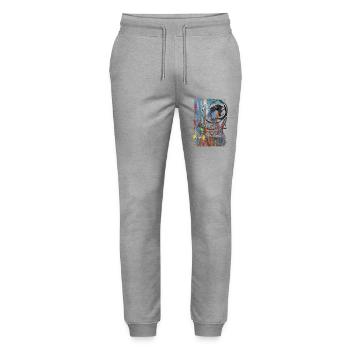 Graffiti style Splash hip hop couleurs peintre couleur - Pantalon de jogging bio MOVER Stanley/Stella unisexe - gris chiné - Devant - Marisol (170cm) & Nik (191cm)