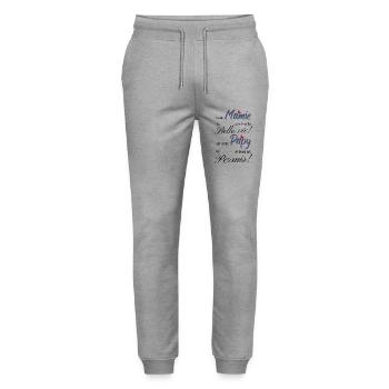 avec mamie c la belle vie et avec papy tout est pe - Pantalon de jogging bio MOVER Stanley/Stella unisexe - gris chiné - Devant - Marisol (170cm) & Nik (191cm)