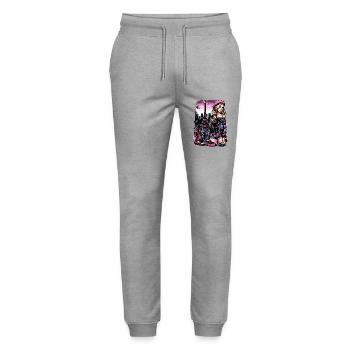 Paris Fashion Flair – Eiffelturm Chic - Stanley/Stella Unisex Bio Jogginghose Mover  - Grau meliert - Vorne - Marisol (170cm) & Nik (191cm)