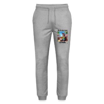 Malle Anmeise auf Malle - Stanley/Stella Unisex Bio Jogginghose Mover  - Grau meliert - Vorne - Marisol (170cm) & Nik (191cm)