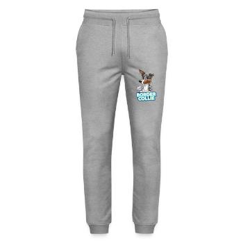 TEAM Border Collie Shorthair - Blue Merle Tri - Stanley/Stella Mover Unisex Organic Jogging Trousers - heather grey - Front - Marisol (170cm) & Nik (191cm)