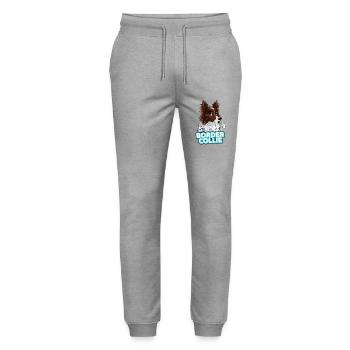 TEAM Border Collie Long Hair - Red - Stanley/Stella Mover Unisex Organic Jogging Trousers - heather grey - Front - Marisol (170cm) & Nik (191cm)