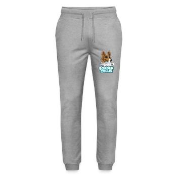 TEAM Border Collie Long Hair - Sand - Stanley/Stella Mover Unisex Organic Jogging Trousers - heather grey - Front - Marisol (170cm) & Nik (191cm)