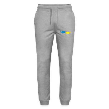 Fröhliche Fische Blau Gelb - Stanley/Stella Unisex Bio Jogginghose Mover  - Grau meliert - Vorne - Marisol (170cm) & Nik (191cm)