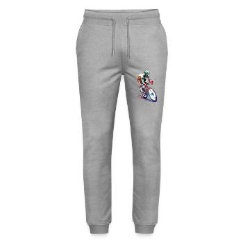 Cycling #cycling #sport #bike - Stanley/Stella Mover Unisex Organic Jogging Trousers - heather grey - Front - Marisol (170cm) & Nik (191cm)