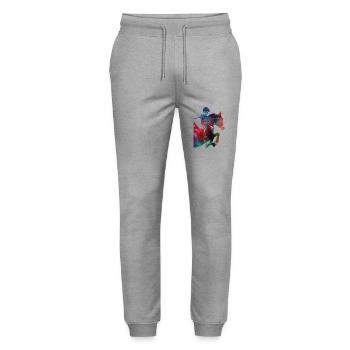Cavalier #rider #horse #sport - Pantalon de jogging bio MOVER Stanley/Stella unisexe - gris chiné - Devant - Marisol (170cm) & Nik (191cm)