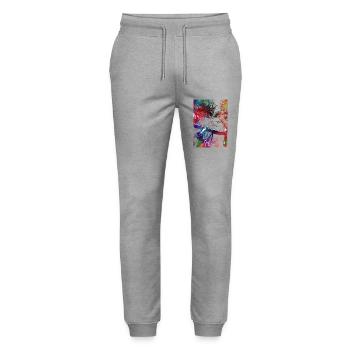 Cycling #cycling #sport #bike - Stanley/Stella Mover Unisex Organic Jogging Trousers - heather grey - Front - Marisol (170cm) & Nik (191cm)