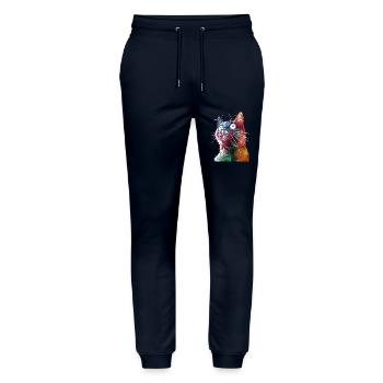 Funny cat2 - Stanley/Stella Mover Unisex Organic Jogging Trousers - navy - Front - Marisol (170cm) & Nik (191cm)