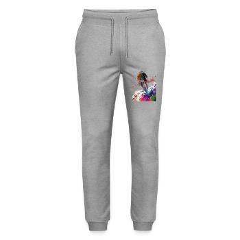 Cycling #cycling #sport #bike - Stanley/Stella Mover Unisex Organic Jogging Trousers - heather grey - Front - Marisol (170cm) & Nik (191cm)