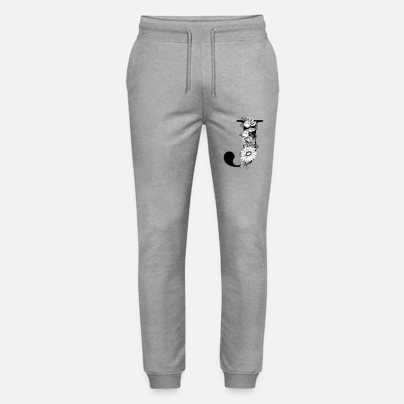 Blumen schwarz-weiß Buchstabe j - Stanley/Stella Unisex Bio Jogginghose Mover  - Grau meliert