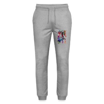 Cavalier #rider #horse #sport - Pantalon de jogging bio MOVER Stanley/Stella unisexe - gris chiné - Devant - Marisol (170cm) & Nik (191cm)