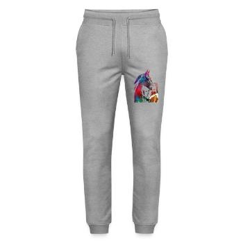 Cavalier #rider #horse #sport - Pantalon de jogging bio MOVER Stanley/Stella unisexe - gris chiné - Devant - Marisol (170cm) & Nik (191cm)