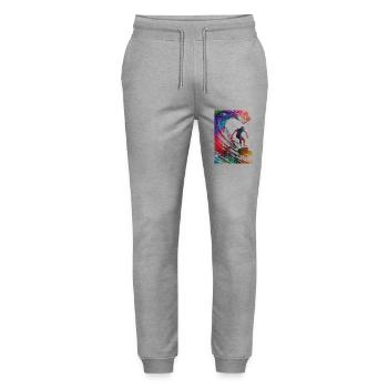 Surfer sport art #surfer #sport - Stanley/Stella Mover Unisex Organic Jogging Trousers - heather grey - Front - Marisol (170cm) & Nik (191cm)