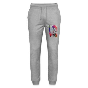 Archery sport art #archery - Stanley/Stella Mover Unisex Organic Jogging Trousers - heather grey - Front - Marisol (170cm) & Nik (191cm)