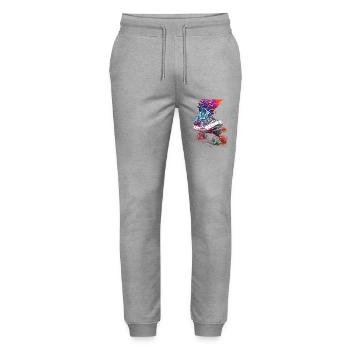 Skateboard sport art #skate #skateboard #sport - Stanley/Stella Mover Unisex Organic Jogging Trousers - heather grey - Front - Marisol (170cm) & Nik (191cm)