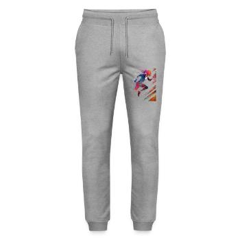 Runner sport art #runner #sport #jogging - Pantalon de jogging bio MOVER Stanley/Stella unisexe - gris chiné - Devant - Marisol (170cm) & Nik (191cm)