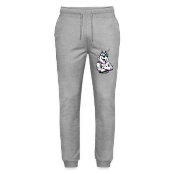 Einhorn Comic - Stanley/Stella Unisex Bio Jogginghose Mover  - Grau meliert - Vorne - Marisol (170cm) & Nik (191cm)