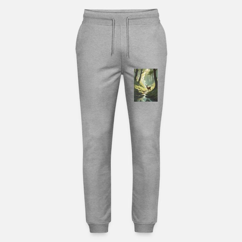 Hirsch im Wald Grün - Stanley/Stella Unisex Bio Jogginghose Mover  - Grau meliert